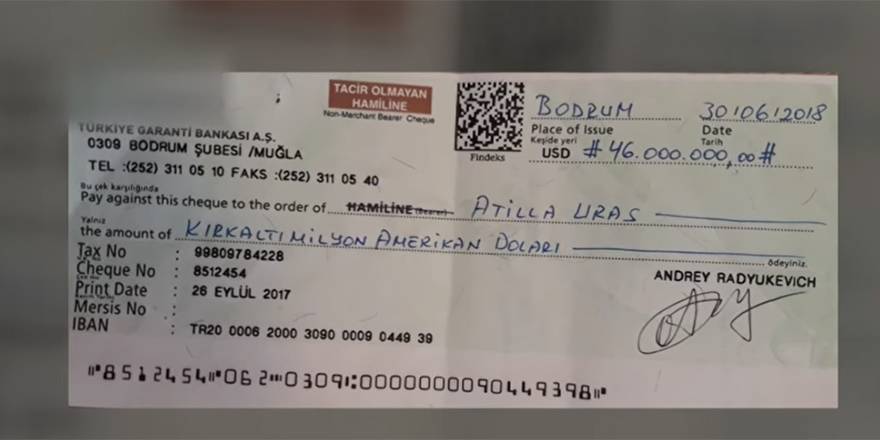 Paramount Otel için kesilen 46 milyon dolarlık çek kimin?