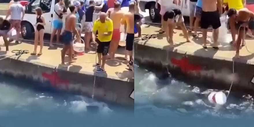 Denizden su çekip yangına koştular! Kovalı mücadele timi