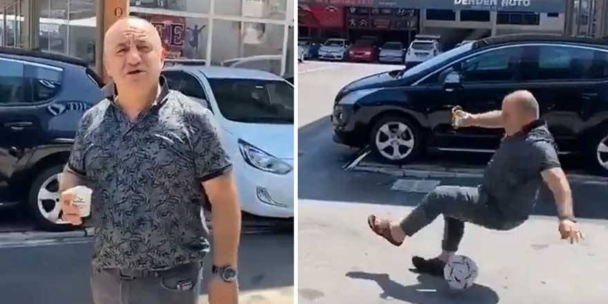 Futbolculara penaltı öğretmeye çalışırken yere kapaklandı