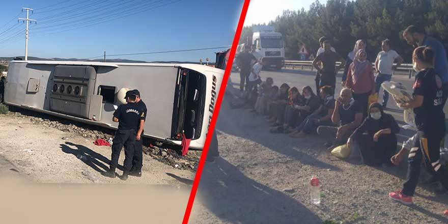 Yolcu otobüsü şarampole devrildi