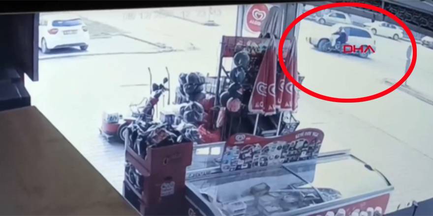 Cipin, bisikletli Harun'u 15 metre sürüklediği kaza kamerada