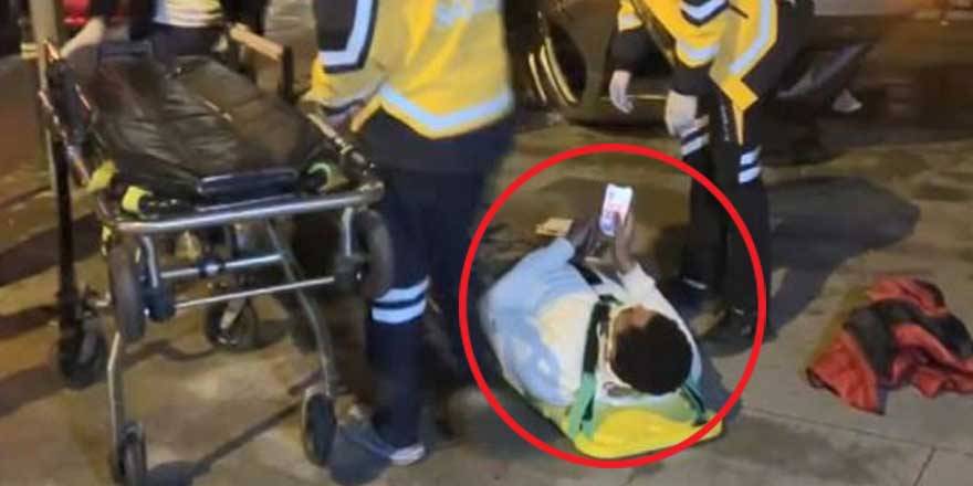 Üsküdar'da akıl almaz kaza! Yaralılardan biri sedye üzerinde canlı yayın yaptı