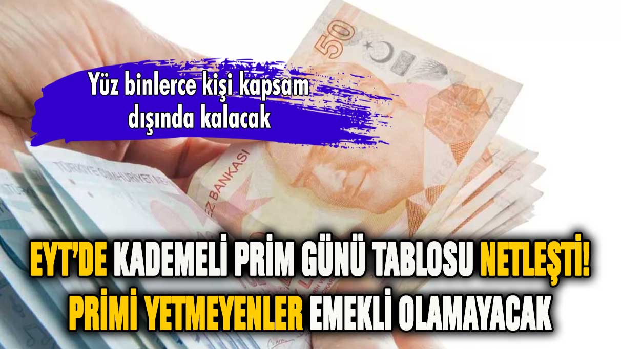 EYT'de kademeli prim günü tablosu ortaya çıktı! Emeklilik böyle hesaplanacak...