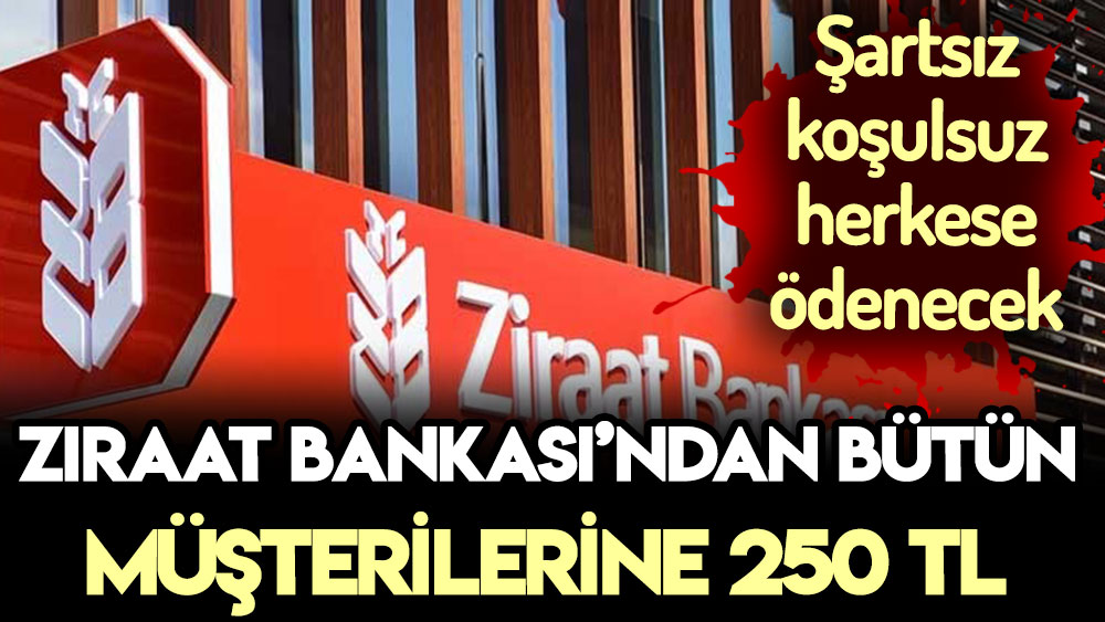 Ziraat Bankası bütün müşterilerine şartsız 250 TL verecek