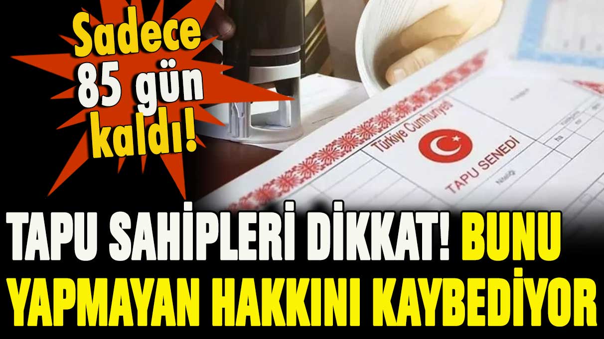 Tapu sahipleri dikkat: 85 gün içinde başvuru yapmayan hakkını kaybedecek!