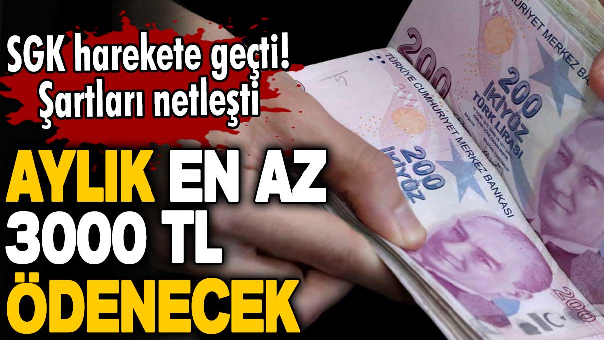 SGK harekete geçti! Şartları netleşti! Aylık en az 3000 TL ödenecek