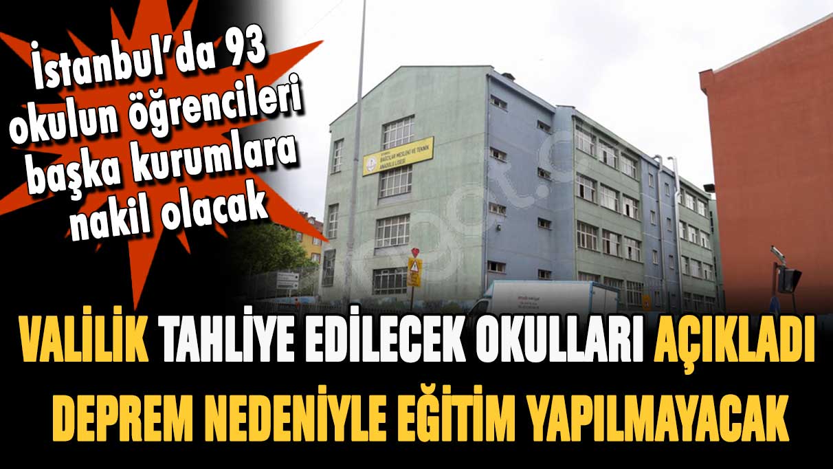 Valilik boşaltılacak okulları açıkladı! Bu okullara öğrenciler alınmayacak