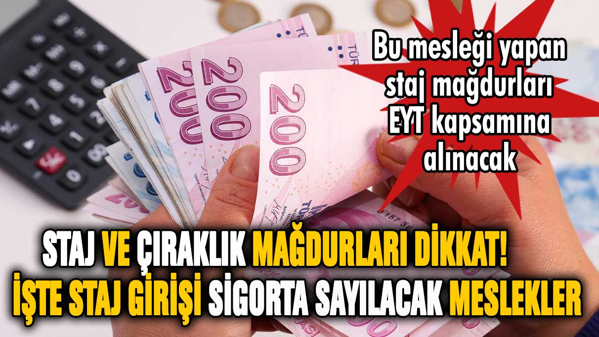 Staj ve çıraklık mağdurları dikkat! İşte staj süresi EYT'ye dahil edilecek meslekler