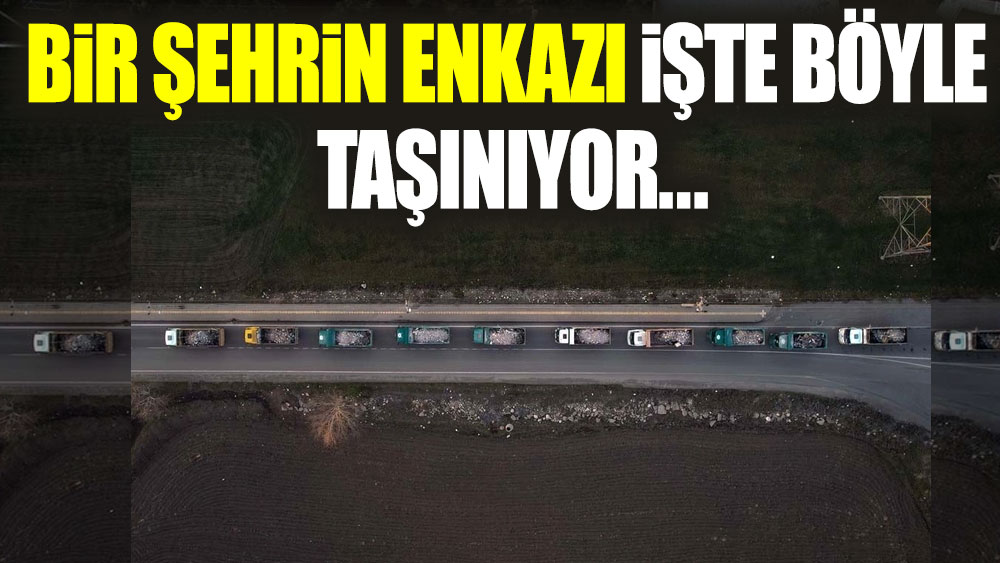 Bir şehrin enkazı işte böyle taşınıyor: Kilometrelerce kuyruk!