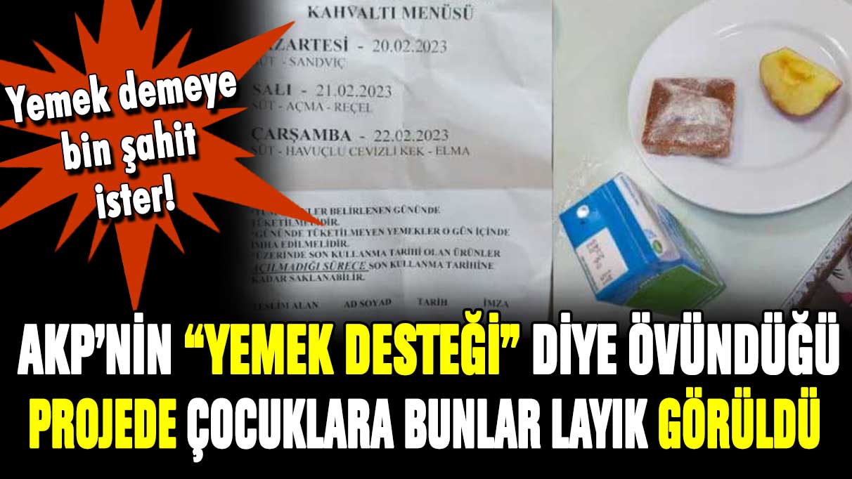 AKP'nin övündüğü projede çocuklara verilen yemekler bunlar!