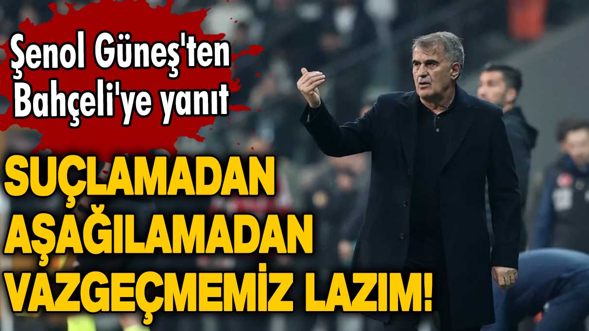 Şenol Güneş'ten Bahçeli'ye yanıt: Suçlamadan, aşağılamadan vazgeçmemiz lazım