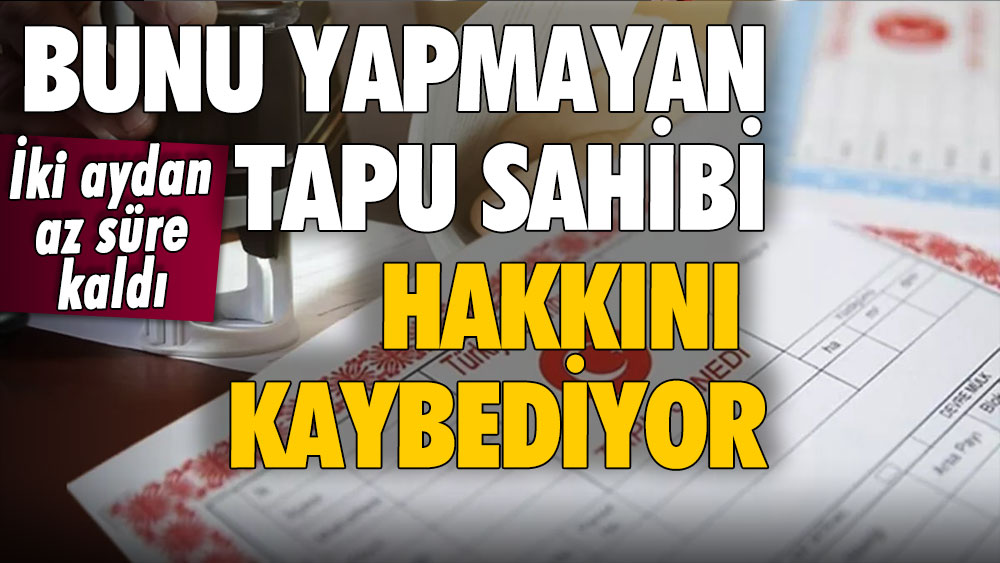 İki aydan da az kaldı... Tapu sahiplerine hayati uyarı: Bunu yapmayan hakkını kaybedecek