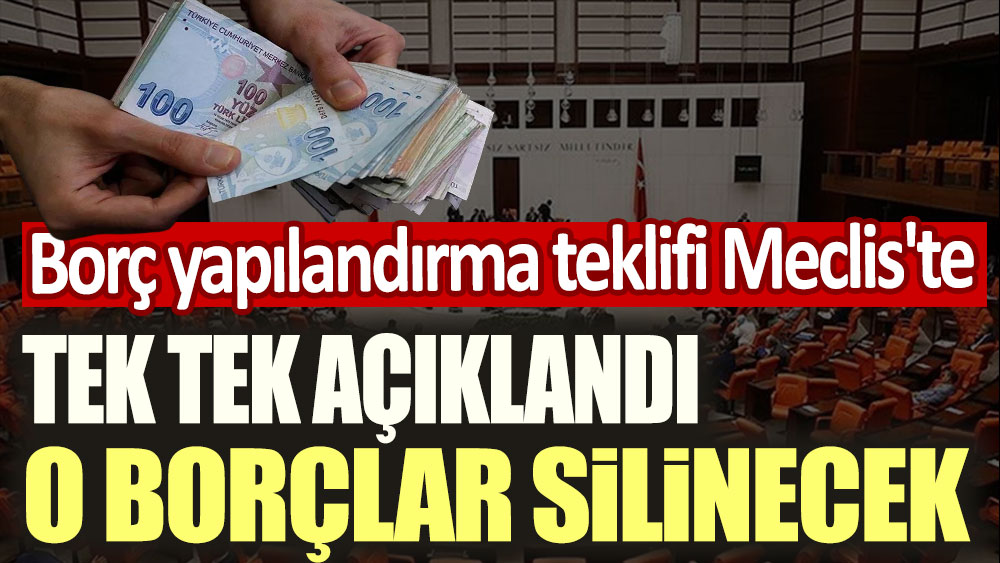 Borç yapılandırma teklifi Meclis'te: Tek tek açıklandı! O borçlar silinecek