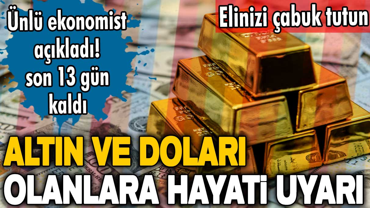 Ünlü ekonomistten son 13 gün uyarısı! Elinizi çabuk tutun! Altın ve doları olanlara hayati uyarı