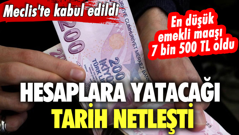 Meclis'te kabul edildi! En düşük emekli maaşı 7 bin 500 TL oldu! Hesaplara yatacağı tarih netleşti