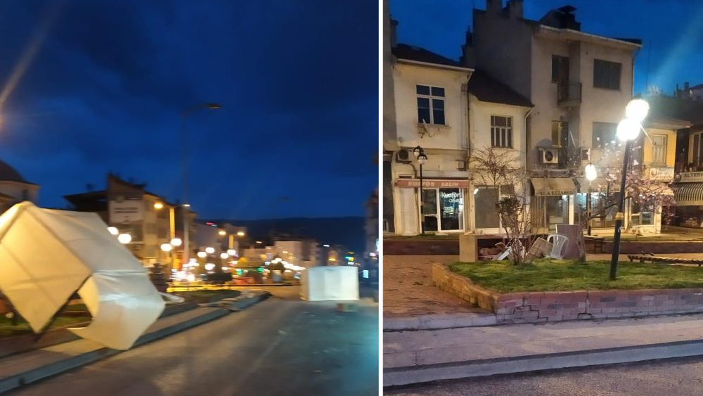 Kastamonu'da rüzgar çadırları uçurdu