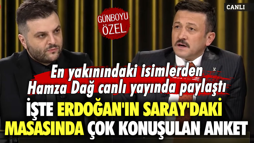 En yakınındaki isimlerden Hamza Dağ canlı yayında paylaştı! İşte Erdoğan'ın Saray'daki masasında çok konuşulan anket