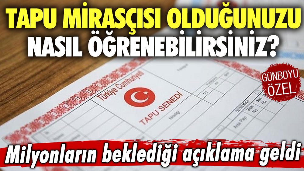 Tapu mirasçısı olduğunuzu nasıl öğrenebilirsiniz? Milyonların beklediği açıklama geldi