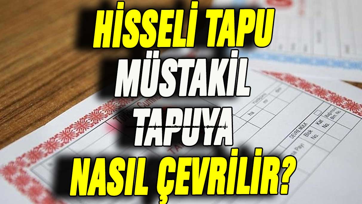 Hisseli tapu müstakil tapuya nasıl çevrilir açıklandı! Tapusu olanları ilgilendiriyor