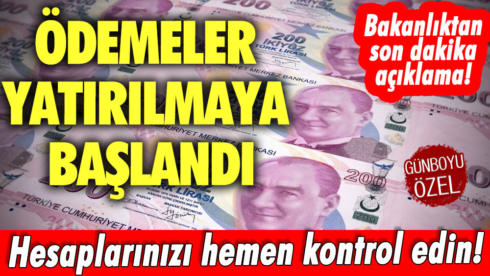 Hesaplarınızı hemen kontrol edin! Bakanlıktan son dakika açıklama! Ödemeler yatırılmaya başlandı