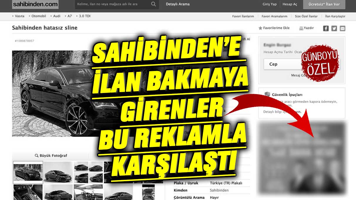 Sahibinden'e ilan bakmaya girenler bu reklamla karşılaştı