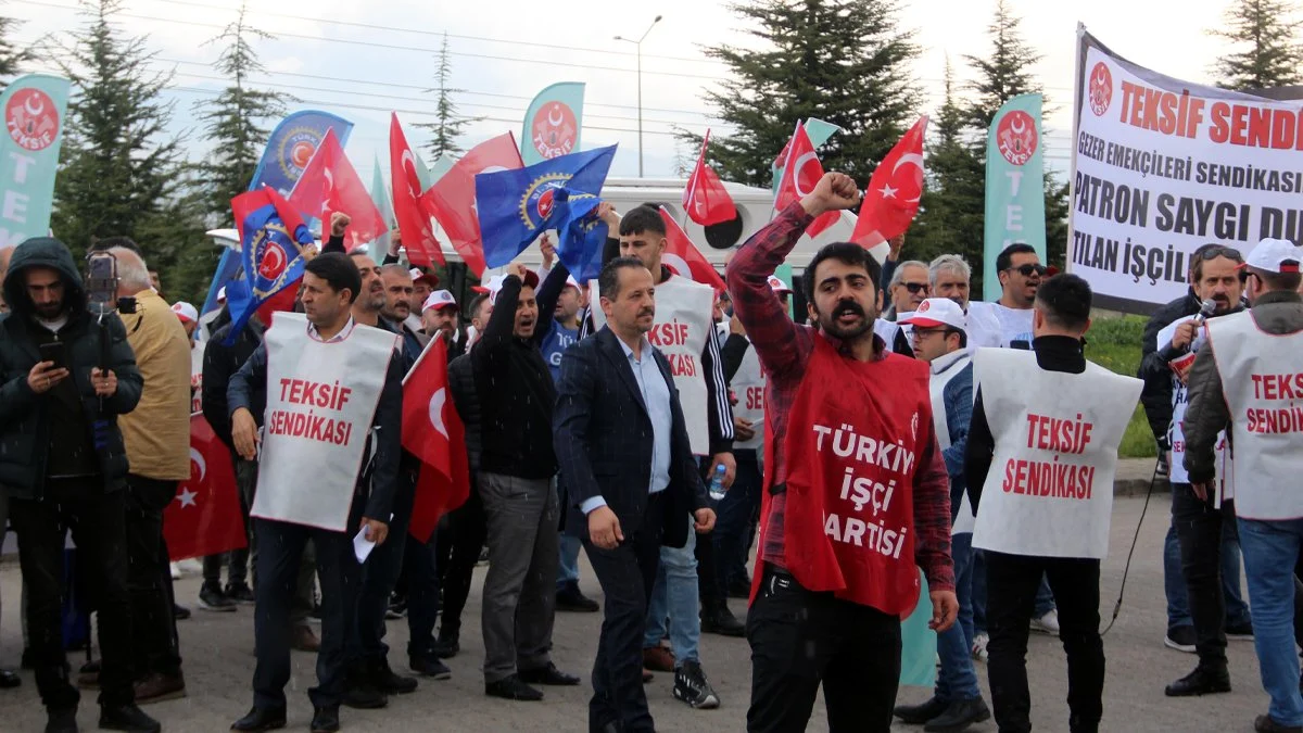 Bolu'da terlik fabrikasında işçilerden eylem