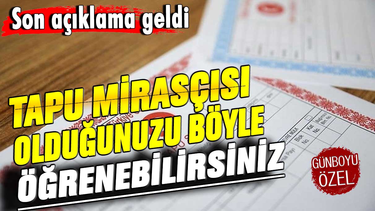 Son açıklama geldi! Tapu mirasçısı olduğunuzu böyle öğrenebilirsiniz