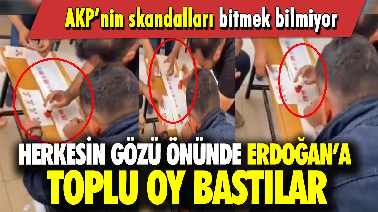 AKP’nin skandalları bitmek bilmiyor: Herkesin gözü önünde Erdoğan’a toplu oy bastılar