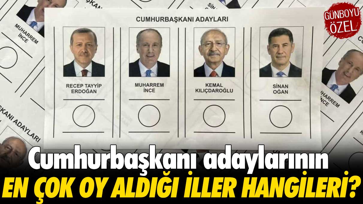 Cumhurbaşkanı adaylarının en çok oy aldığı iller hangileri?