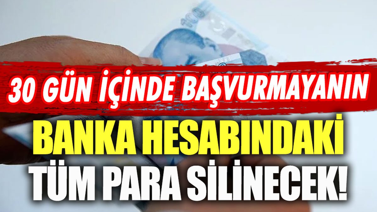 30 gün içinde başvurmayanın banka hesabındaki tüm para silinecek! Resmen açıklandı