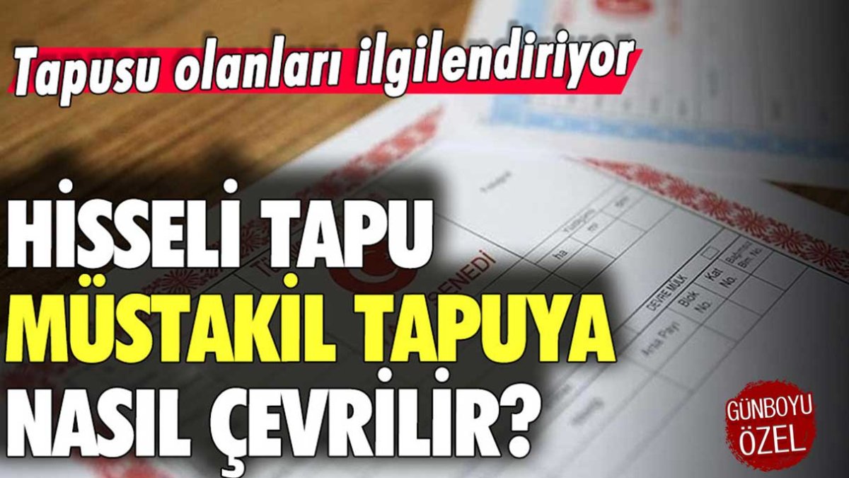 Hisseli tapu müstakil tapuya nasıl çevrilir açıklandı!