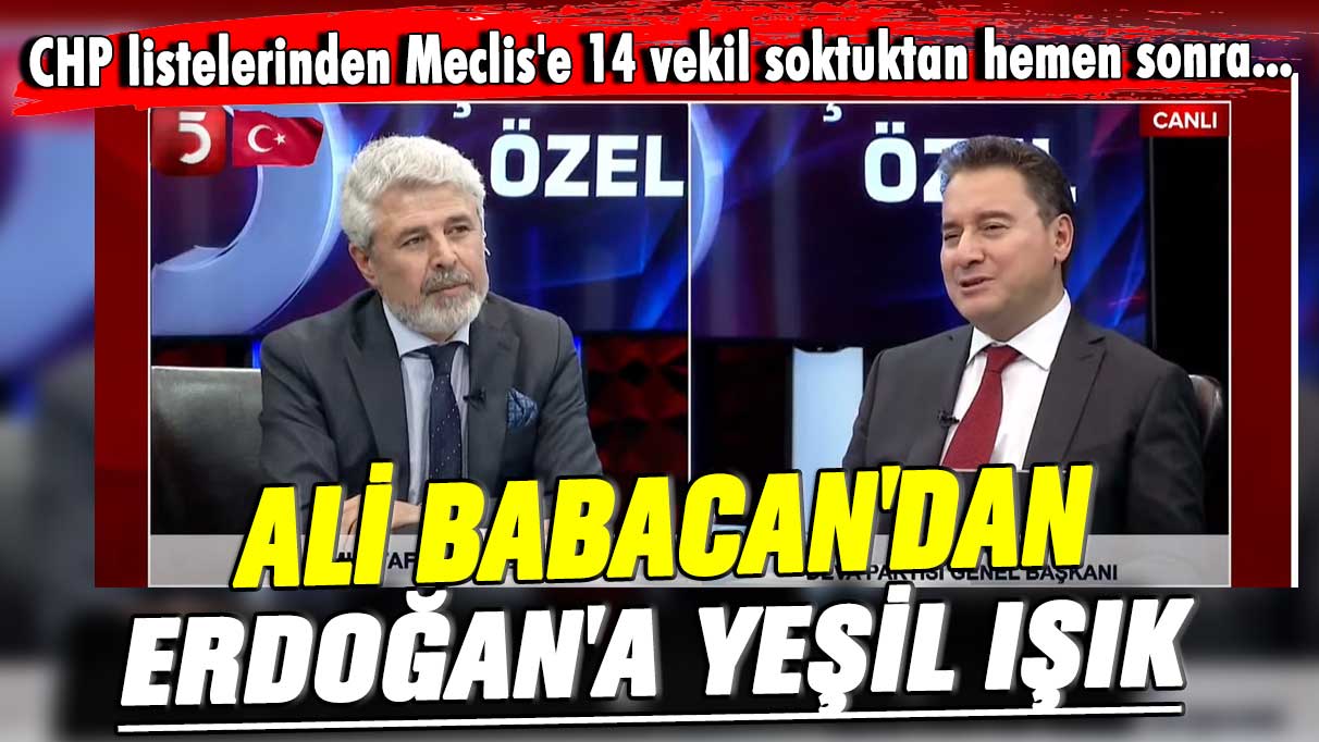 CHP listelerinden Meclis'e 14 vekil soktuktan hemen sonra Ali Babacan'dan Erdoğan'a yeşil ışık