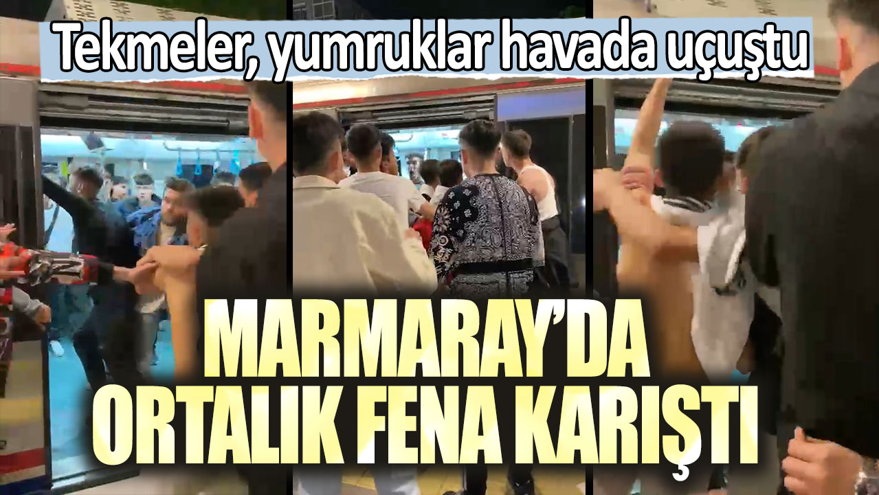 Marmaray’da ortalık fena karıştı! Tekmeler, yumruklar havada uçuştu