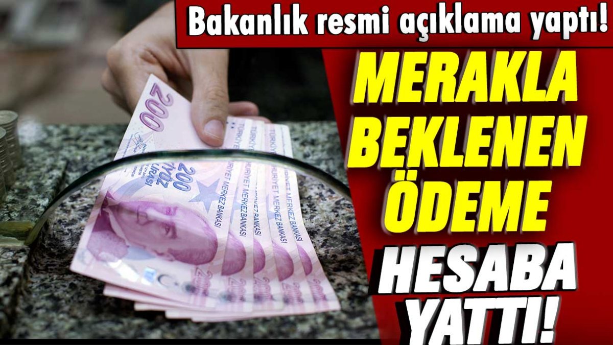 Bakanlık duyurdu: Merakla beklene ödemeler hesaplara yatırıldı