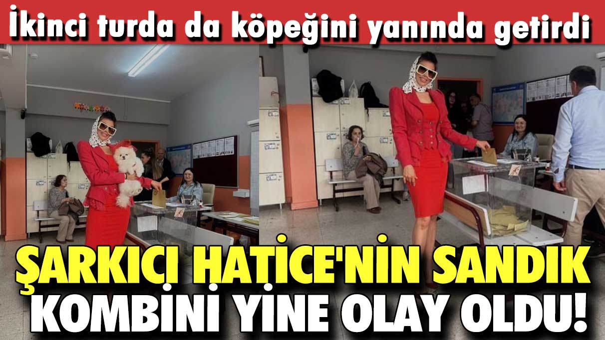 Şarkıcı Hatice'nin sandık kombini yine olay oldu! İkinci turda da köpeğini yanında getirdi