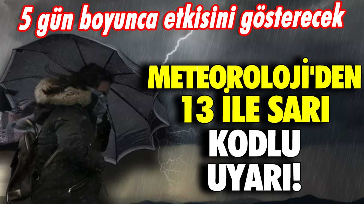 Meteoroloji'den 13 ile sarı kodlu uyarı! 5 gün boyunca etkisini gösterecek