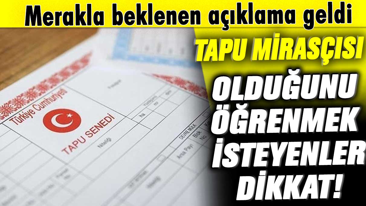 Yeni açıklama geldi! Tapu mirasçısı olduğunuzu böyle öğrenebilirsiniz