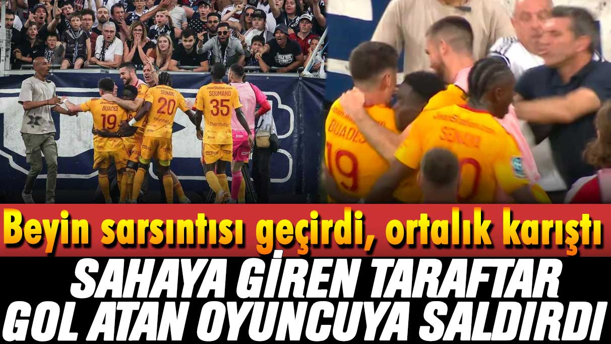 Beyin sarsıntısı geçirdi, ortalık karıştı: Sahaya giren taraftar gol atan oyuncuya saldırdı