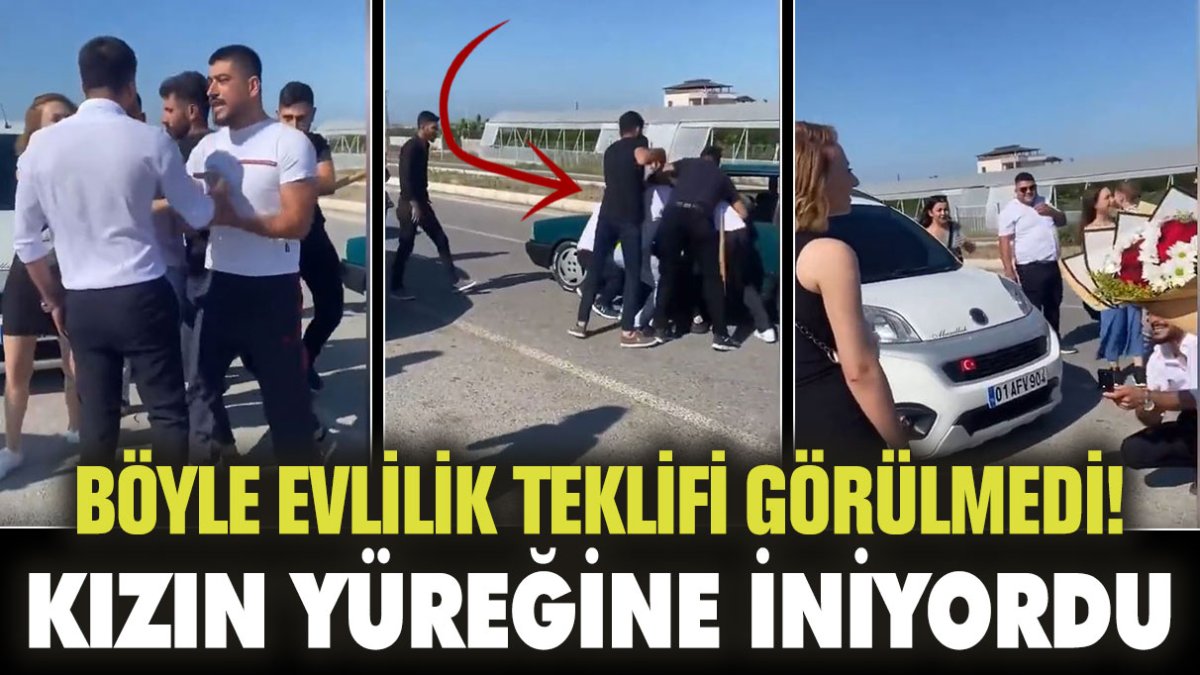 Böyle evlilik teklifi görülmedi! Kızın yüreğine iniyordu