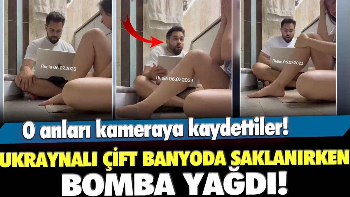 Kameraya kaydettiler! Ukraynalı çift banyoda saklanırken bomba yağdı