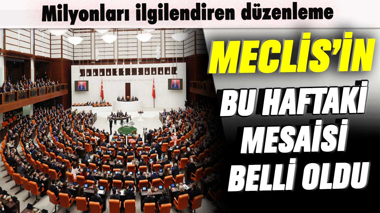 Milyonları ilgilendiren düzenleme: Meclis’in bu haftaki mesaisi belli oldu