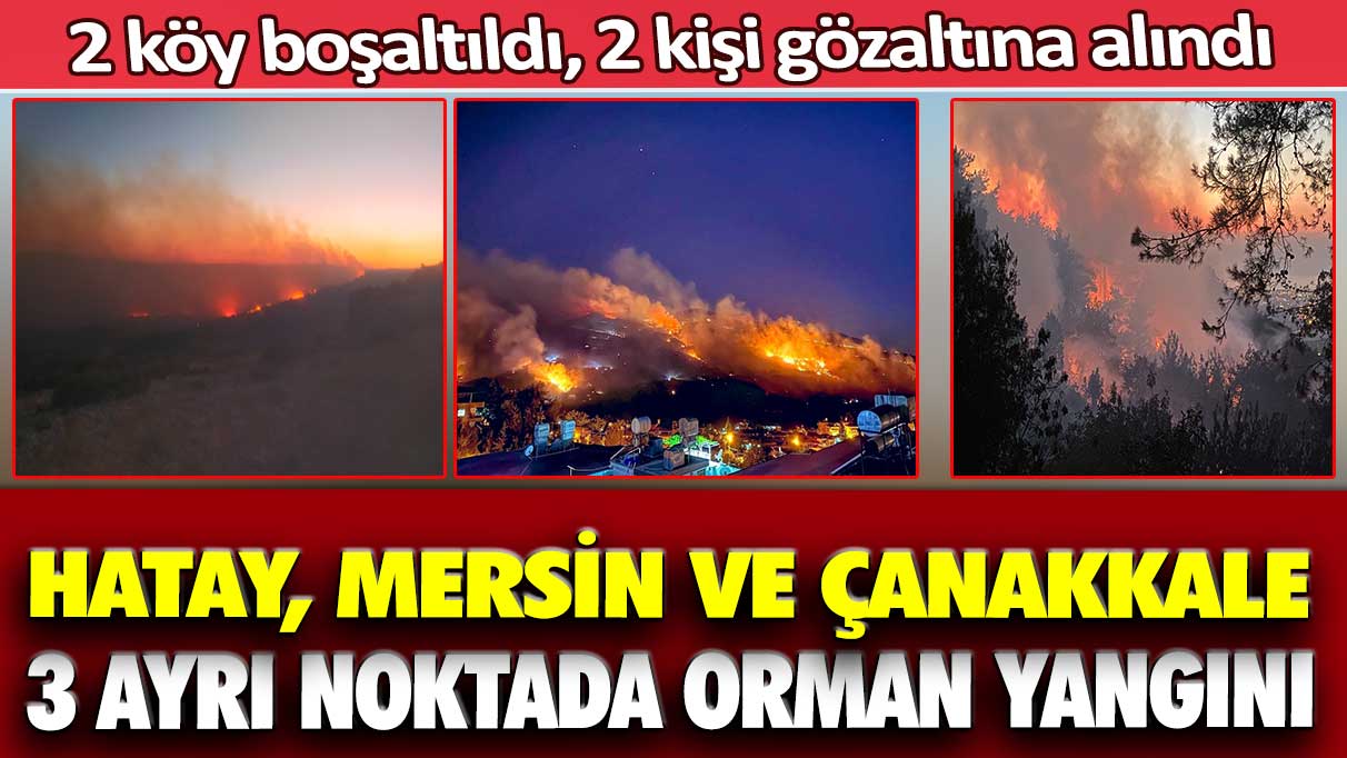 Hatay, Mersin ve Çanakkale, 3 ayrı noktada orman yangını: 2 köy boşaltıldı, 2 kişi gözaltına alındı