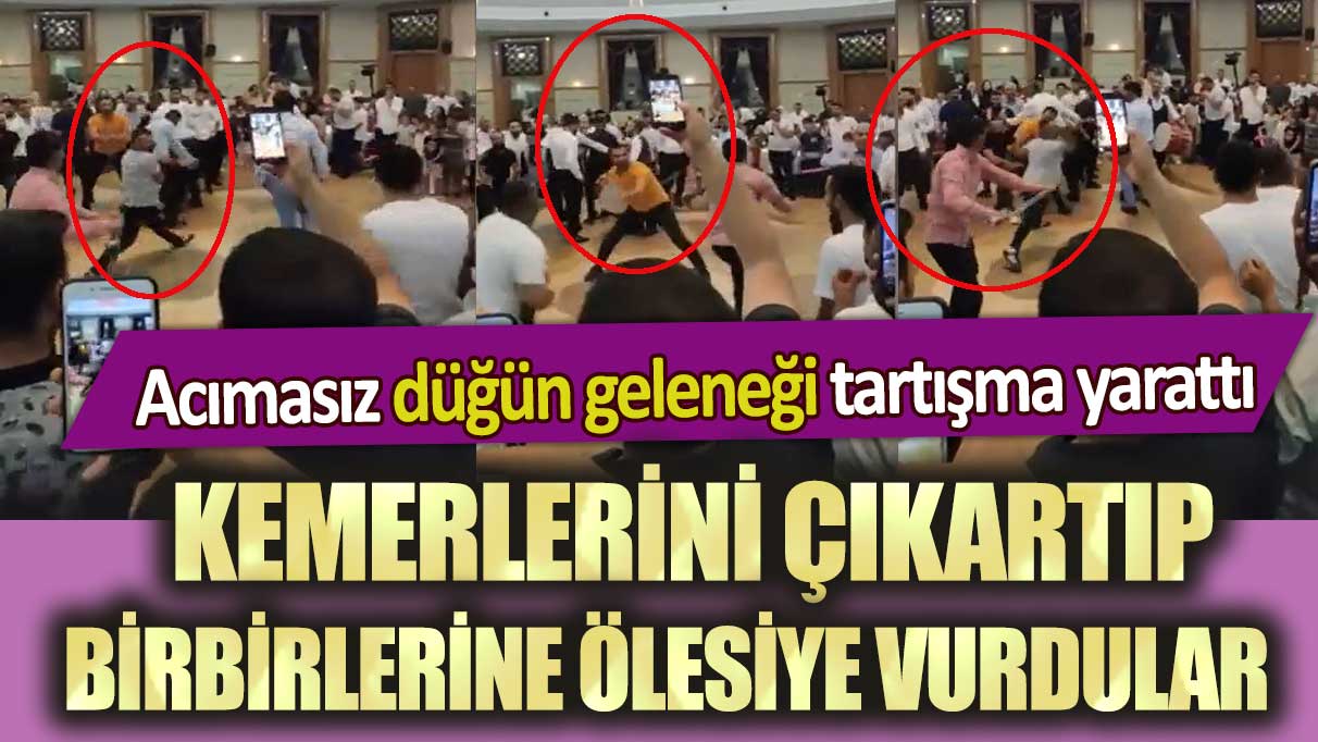 Acımasız düğün geleneği tartışma yarattı: Kemerlerini çıkartıp birbirlerine ölesiye vurdular