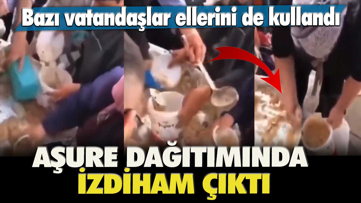 Afyonkarahisar’da aşure dağıtımında izdiham çıktı: Bazı vatandaşlar ellerini kullandı