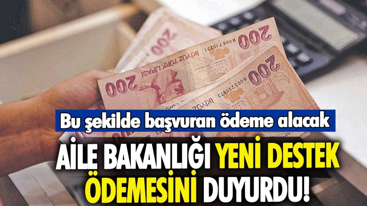 Aile Bakanlığı yeni destek ödemesini duyurdu: Bu şekilde başvuran ödeme alacak