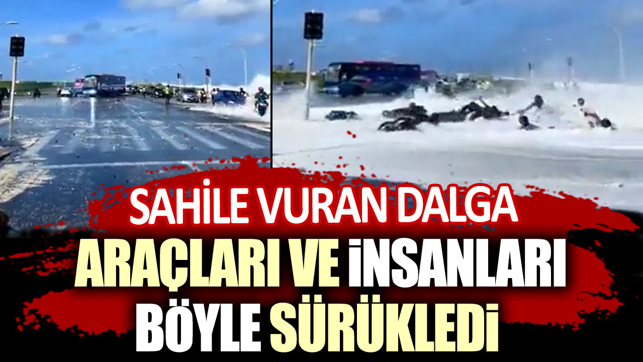 Maldivler'de sahile vuran dalga araçları ve insanları böyle sürükledi