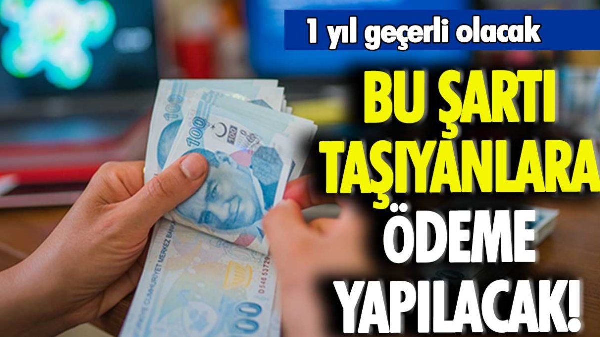 Bu şartı karşılayan vatandaşa 1 yıl ödeme yapılacak