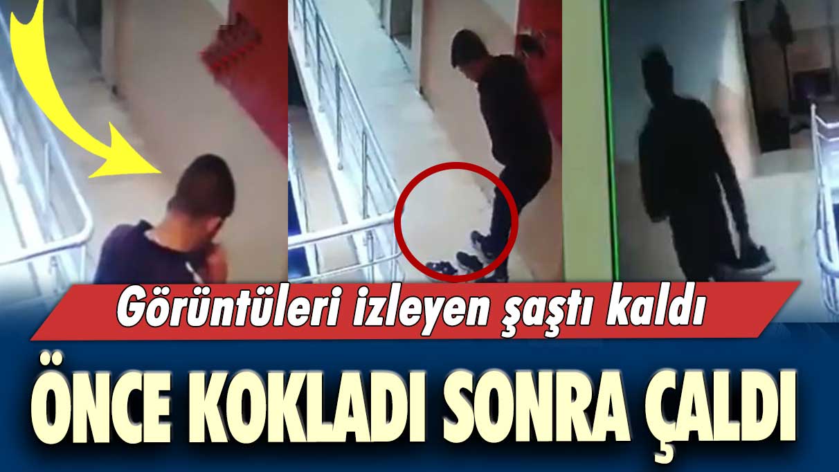 Görüntüleri izleyen şaştı kaldı: Ayakkabıyı önce kokladı sonra çaldı