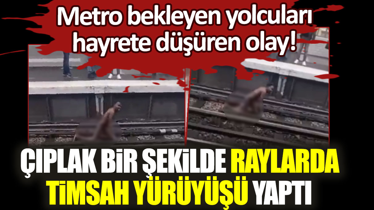 Metro bekleyen yolcuları hayrete düşüren olay! Çırılçıplak bir şekilde raylarda timsah yürüyüşü yaptı