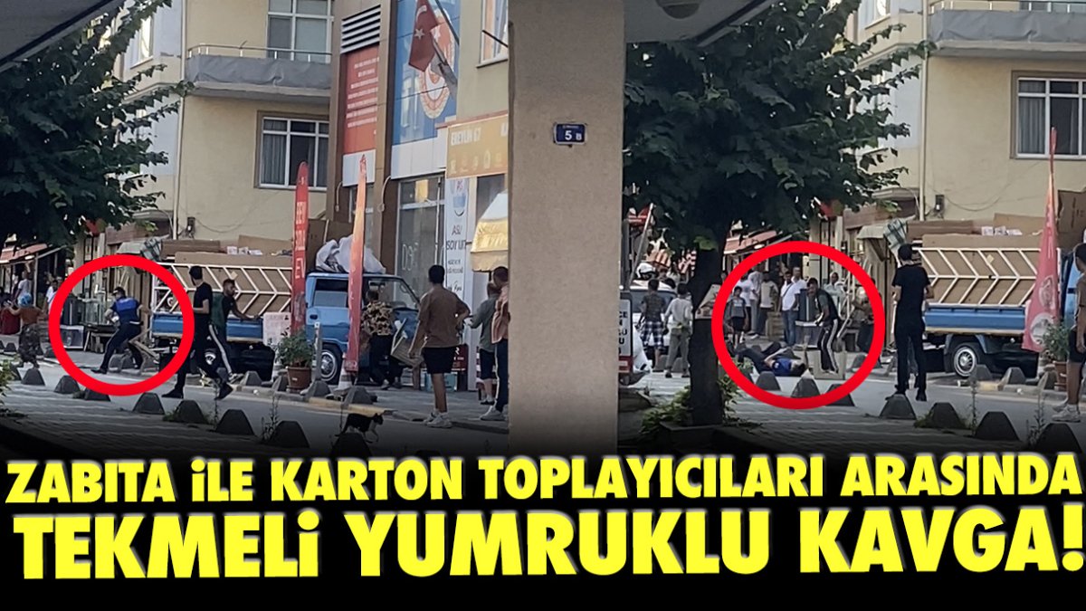 Zabıta ile karton toplayıcıları tekmeli yumruklu kavga etti!